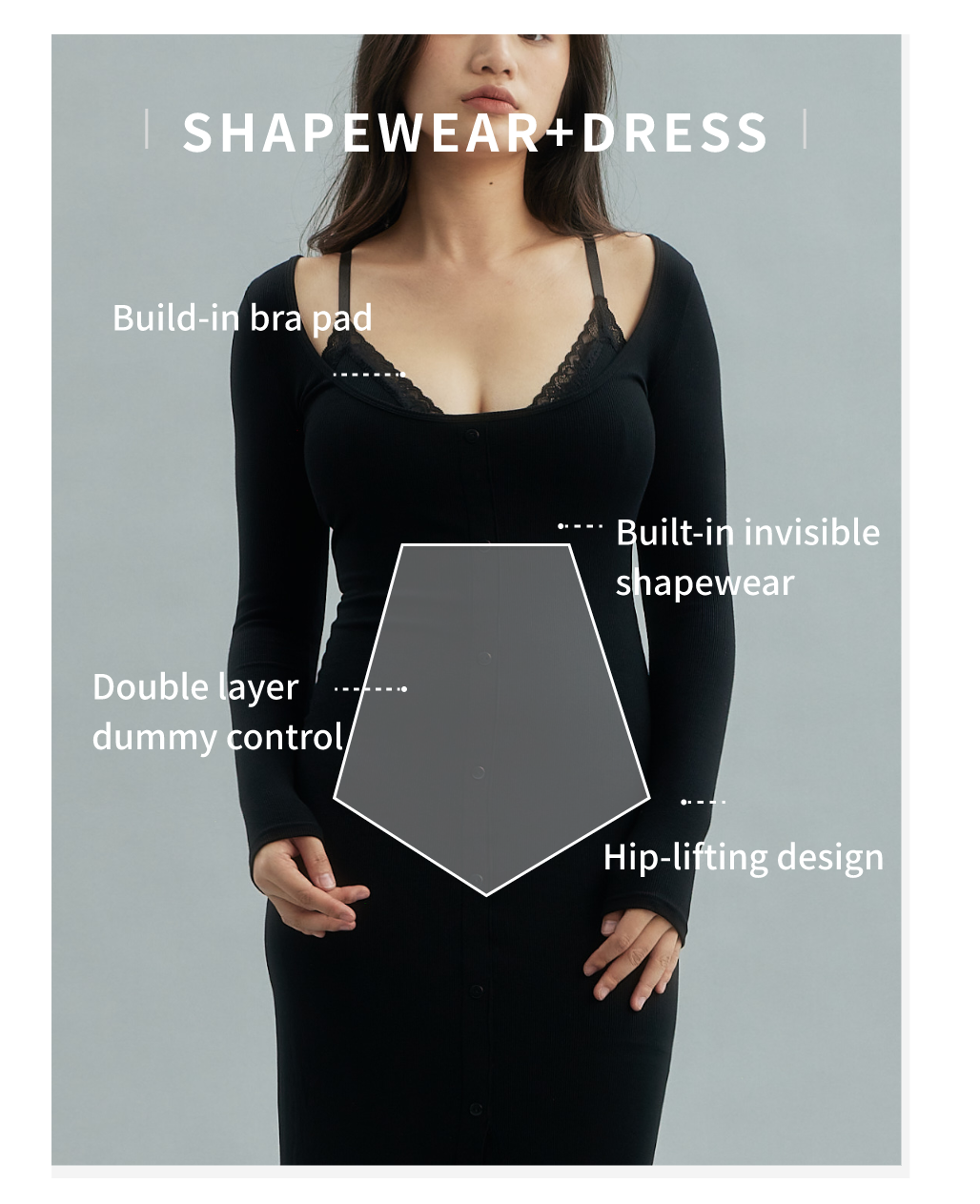 Build-in Shapewear Long Sleeve Lace Dress